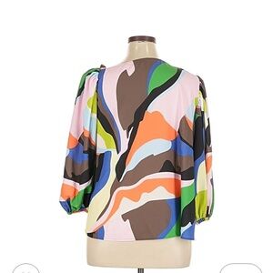 CROSBY by Mollie Burch Colorful Abstract Blouse